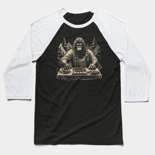 Bigfoot DJ | Funny Retro EDM Festival Bigfoot Baseball T-Shirt